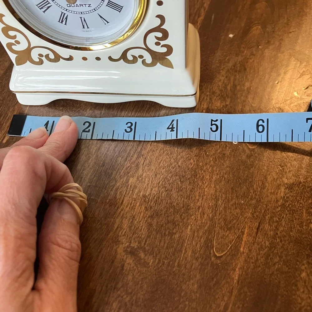 Avon White and Gold Ceramic Decorative Mantel Clock